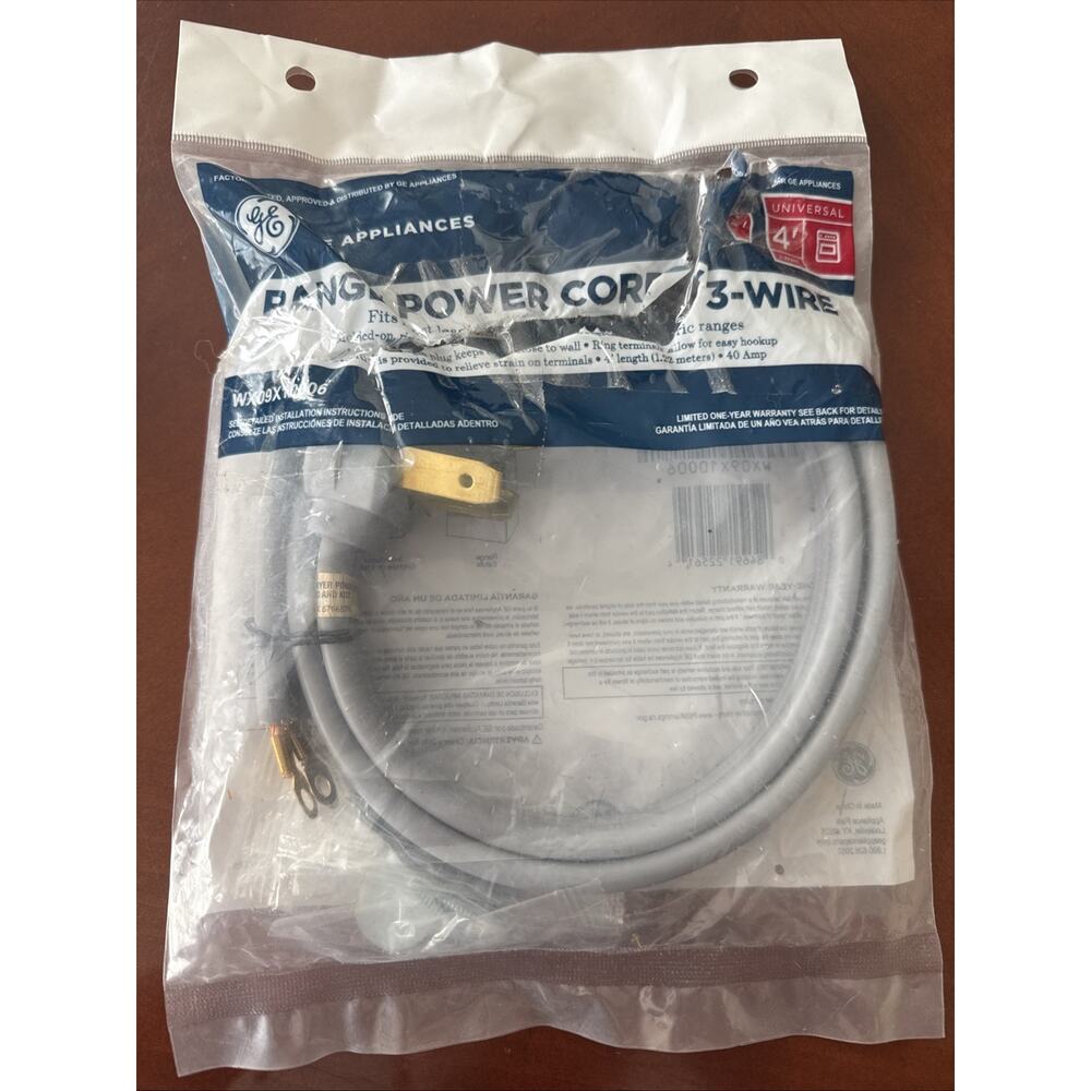 GE Appliances 4ft. Universal 3-Wire Range Power Cord 40A